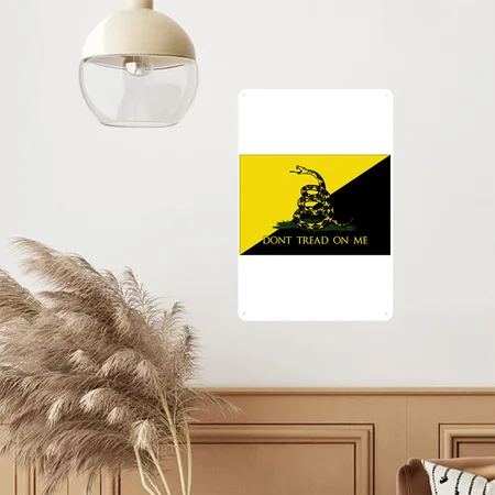Don't Tread On Me Flag White Metal Poster Wall Art Decor Sign