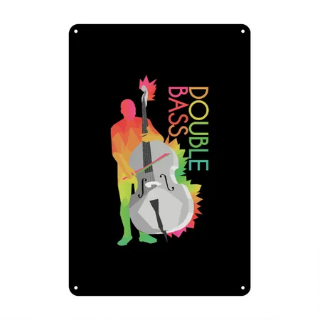 Double Bass Black Metal Poster Wall Art Decor Sign