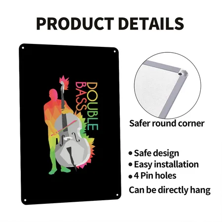 Double Bass Black Metal Poster Wall Art Decor Sign