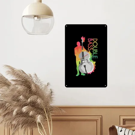 Double Bass Black Metal Poster Wall Art Decor Sign