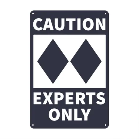 Double Black Diamond, Experts Only, Snowboard, Ski Navy/heather Gray Metal Poster Wall Art Decor Sign