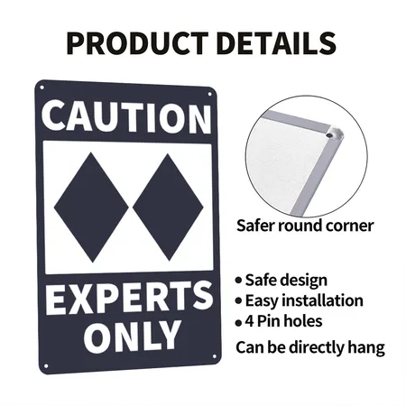 Double Black Diamond, Experts Only, Snowboard, Ski Navy/heather Gray Metal Poster Wall Art Decor Sign