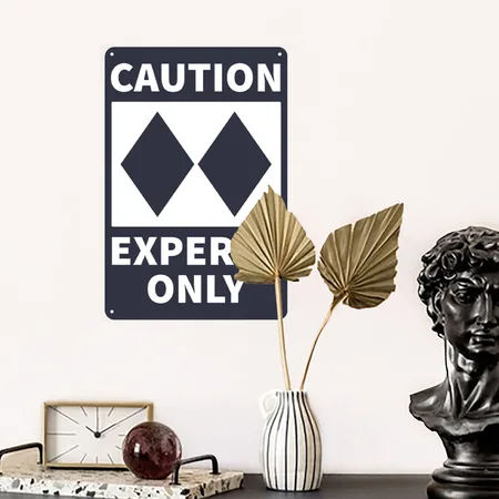 Double Black Diamond, Experts Only, Snowboard, Ski Navy/heather Gray Metal Poster Wall Art Decor Sign
