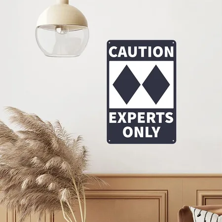 Double Black Diamond, Experts Only, Snowboard, Ski Navy/heather Gray Metal Poster Wall Art Decor Sign