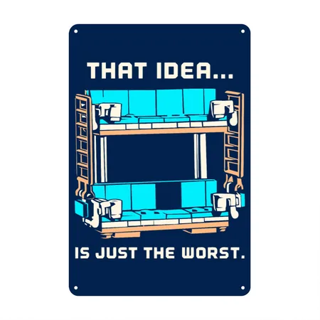 Double Decker Couch Navy Metal Poster Wall Art Decor Sign