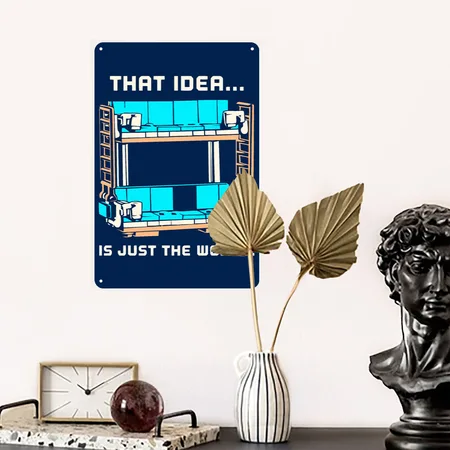 Double Decker Couch Navy Metal Poster Wall Art Decor Sign
