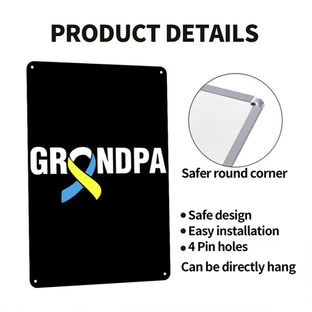 Down Syndrome Grandpa Black Metal Poster Wall Art Decor Sign