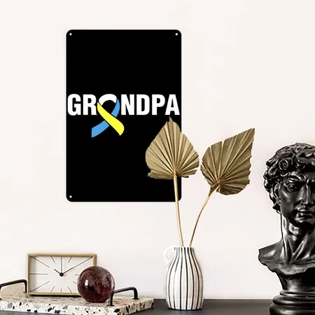 Down Syndrome Grandpa Black Metal Poster Wall Art Decor Sign