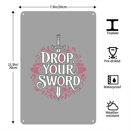 Drop. Your. Sword. - The Princess Bride Inspired Heather Gray/black Metal Poster Wall Art Decor Sign