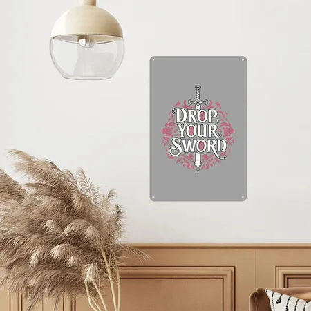 Drop. Your. Sword. - The Princess Bride Inspired Heather Gray/black Metal Poster Wall Art Decor Sign