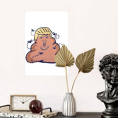 DUMP TRUMP White Metal Poster Wall Art Decor Sign