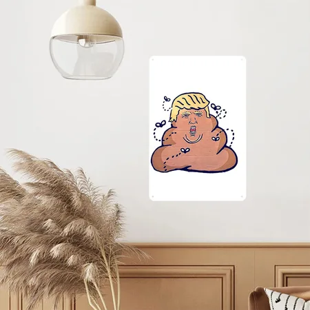 DUMP TRUMP White Metal Poster Wall Art Decor Sign