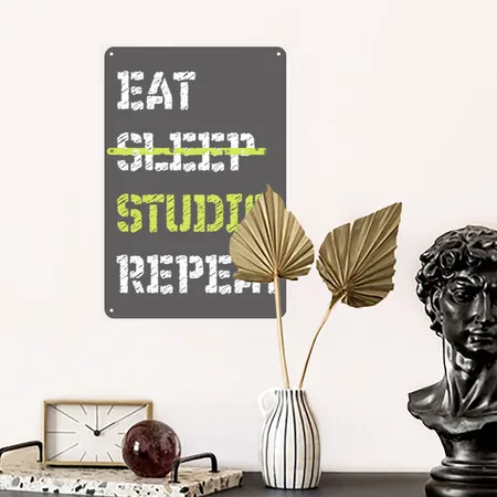Eat Sleep Studio Repeat Architecture Birthday Chri Charcoal Grey Metal Poster Wall Art Decor Sign