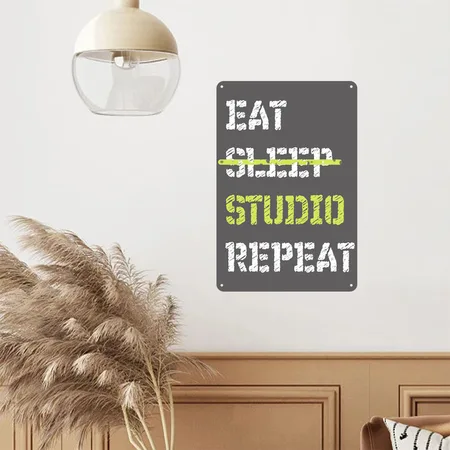 Eat Sleep Studio Repeat Architecture Birthday Chri Charcoal Grey Metal Poster Wall Art Decor Sign