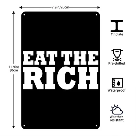 Eat The Rich Black Metal Poster Wall Art Decor Sign
