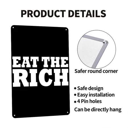 Eat The Rich Black Metal Poster Wall Art Decor Sign