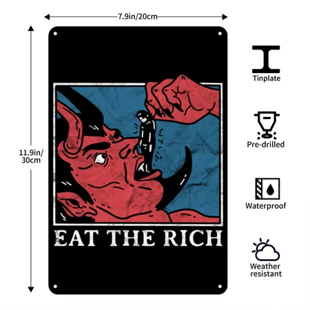 Eat The Rich Satan Devil Goth Punk Grunge Witch V Black Metal Poster Wall Art Decor Sign