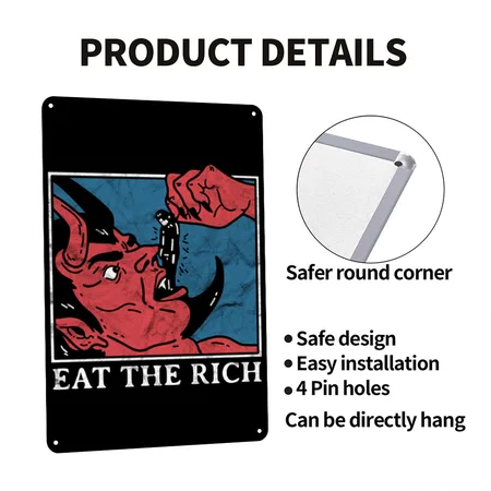 Eat The Rich Satan Devil Goth Punk Grunge Witch V Black Metal Poster Wall Art Decor Sign
