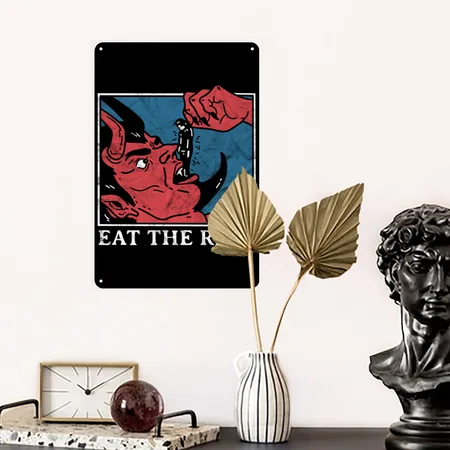 Eat The Rich Satan Devil Goth Punk Grunge Witch V Black Metal Poster Wall Art Decor Sign
