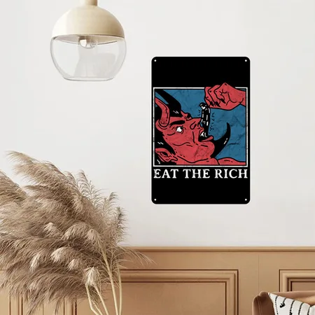 Eat The Rich Satan Devil Goth Punk Grunge Witch V Black Metal Poster Wall Art Decor Sign