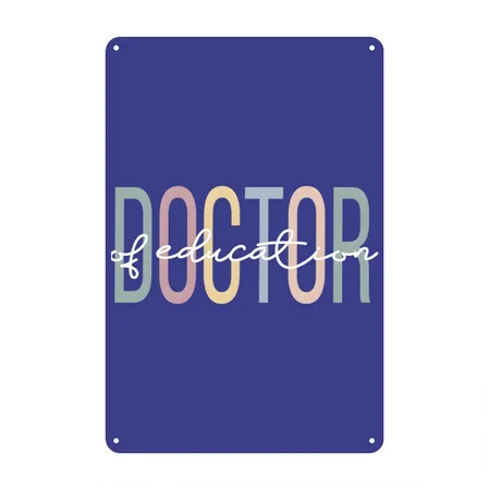 Edd Boho Doctor Of Education Royal Blue Metal Poster Wall Art Decor Sign