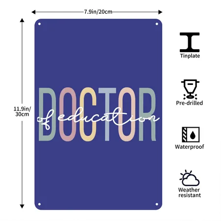 Edd Boho Doctor Of Education Royal Blue Metal Poster Wall Art Decor Sign