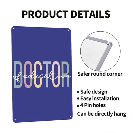 Edd Boho Doctor Of Education Royal Blue Metal Poster Wall Art Decor Sign