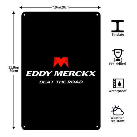 Eddy Merckx Beat The Road Black Metal Poster Wall Art Decor Sign