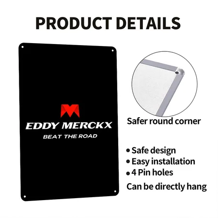 Eddy Merckx Beat The Road Black Metal Poster Wall Art Decor Sign