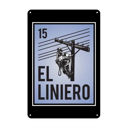 El Liniero Funny Mexican Bingo For Lineman Black Metal Poster Wall Art Decor Sign