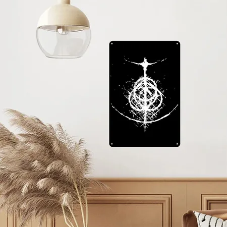 ELDEN RING LOGO GRUNGE Black Metal Poster Wall Art Decor Sign