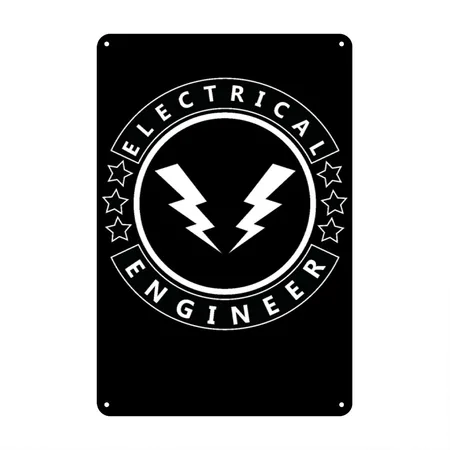 Electrical Engineer Electric Engineering Text Black Metal Poster Wall Art Decor Sign