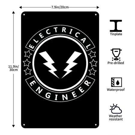Electrical Engineer Electric Engineering Text Black Metal Poster Wall Art Decor Sign