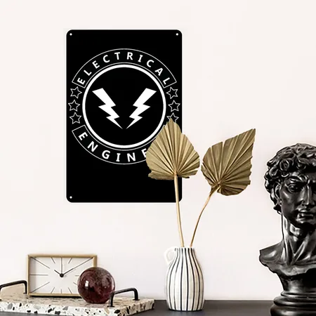 Electrical Engineer Electric Engineering Text Black Metal Poster Wall Art Decor Sign