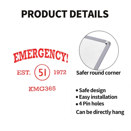 EMERGENCY! Athletic Distressed Logo White Metal Poster Wall Art Decor Sign