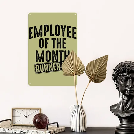 Employee Of The Month Runner Up Best Worker Top Khaki Metal Poster Wall Art Decor Sign