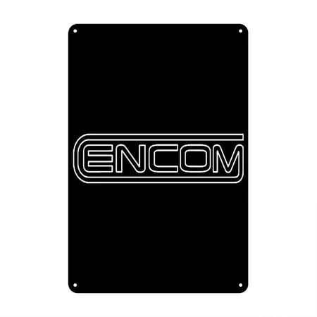 Encom Logo Black Metal Poster Wall Art Decor Sign