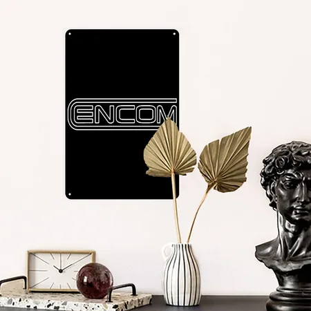 Encom Logo Black Metal Poster Wall Art Decor Sign