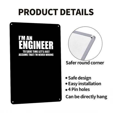 Engineer Funny Geek Nerd Black Metal Poster Wall Art Decor Sign
