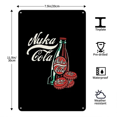 Enjoy A NUKA COLA Filled Black Metal Poster Wall Art Decor Sign