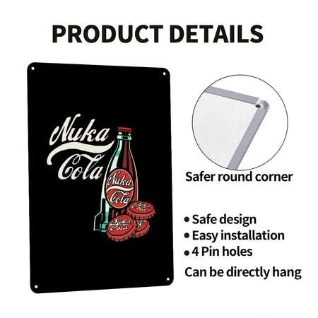 Enjoy A NUKA COLA Filled Black Metal Poster Wall Art Decor Sign