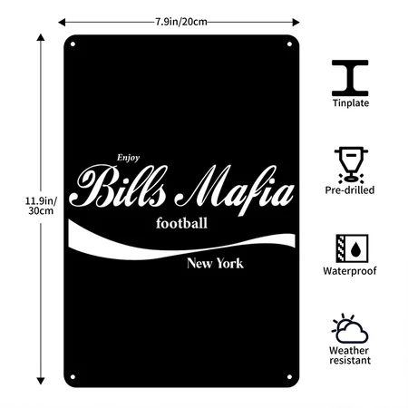 Enjoy Bills Mafia New York Black Metal Poster Wall Art Decor Sign