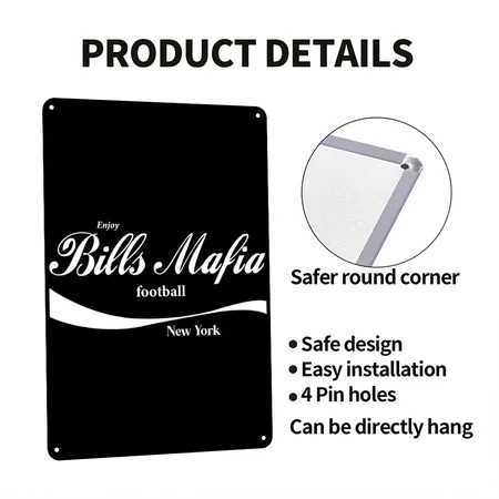 Enjoy Bills Mafia New York Black Metal Poster Wall Art Decor Sign