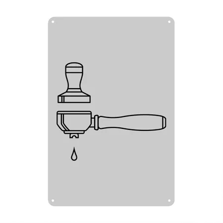 Espresso Portafilter Heather Gray Metal Poster Wall Art Decor Sign