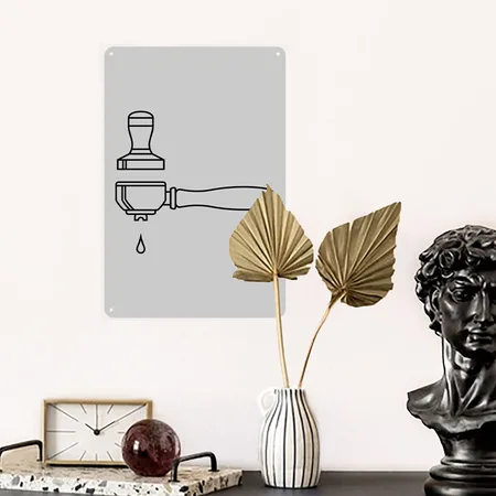 Espresso Portafilter Heather Gray Metal Poster Wall Art Decor Sign