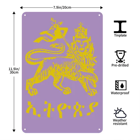 Ethiopia Lion Of Judah Cotton Candy Metal Poster Wall Art Decor Sign