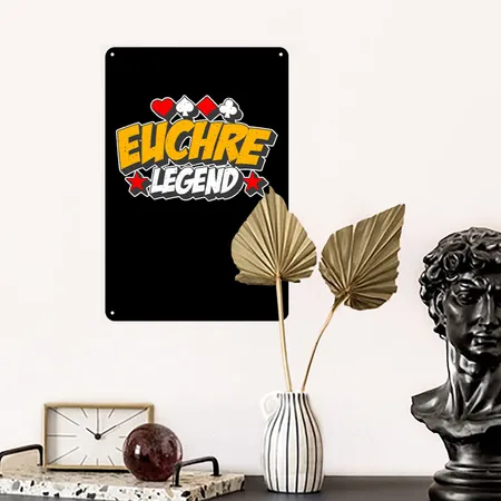 Euchre Legend Card Games Pinochle Playing Cards Black Metal Poster Wall Art Decor Sign