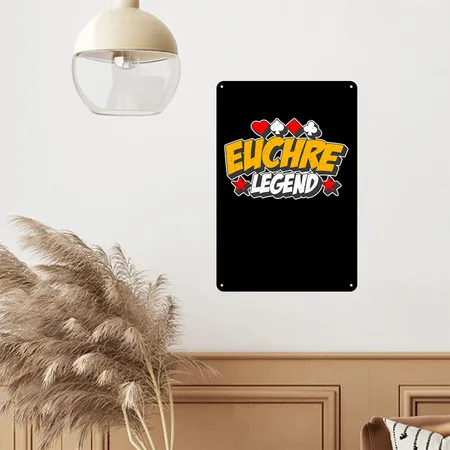 Euchre Legend Card Games Pinochle Playing Cards Black Metal Poster Wall Art Decor Sign