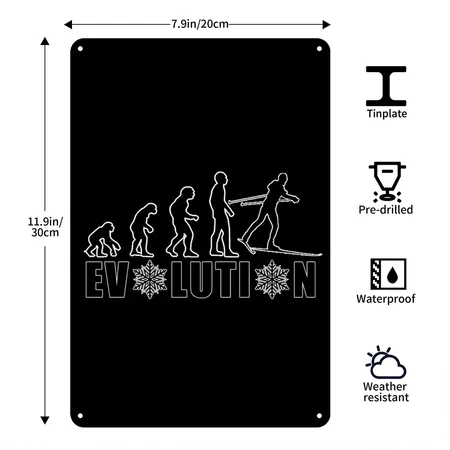EVOLUTION CROSS-COUNTRY SKIING / Biathlon Black/white Metal Poster Wall Art Decor Sign