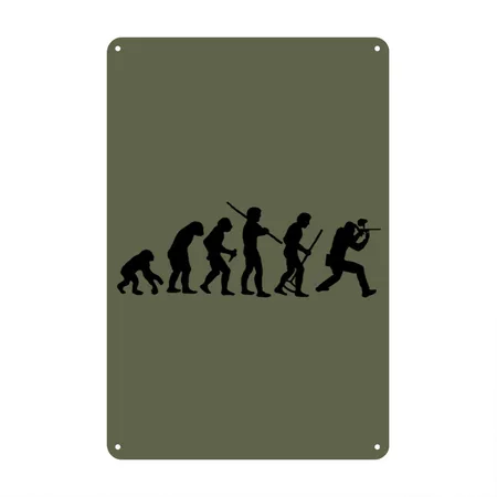 Evolution Of Paintball Green Camo Metal Poster Wall Art Decor Sign